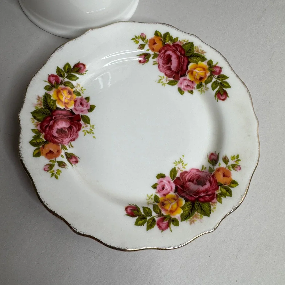 Cottage‎ Rose Fine Bone China Jam Honey Pot with Lid and Saucer Floral Taiwan